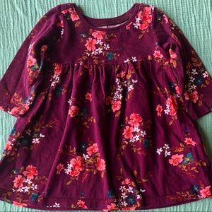 Maroon Long Sleeve Fall Floral Dress Old Navy 3-6M